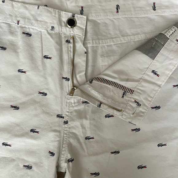 Men's Crocodile Print 5-Pocket Cotton 'Fashion Jeans' Shorts-White-Size 44 - Picture 4 of 6